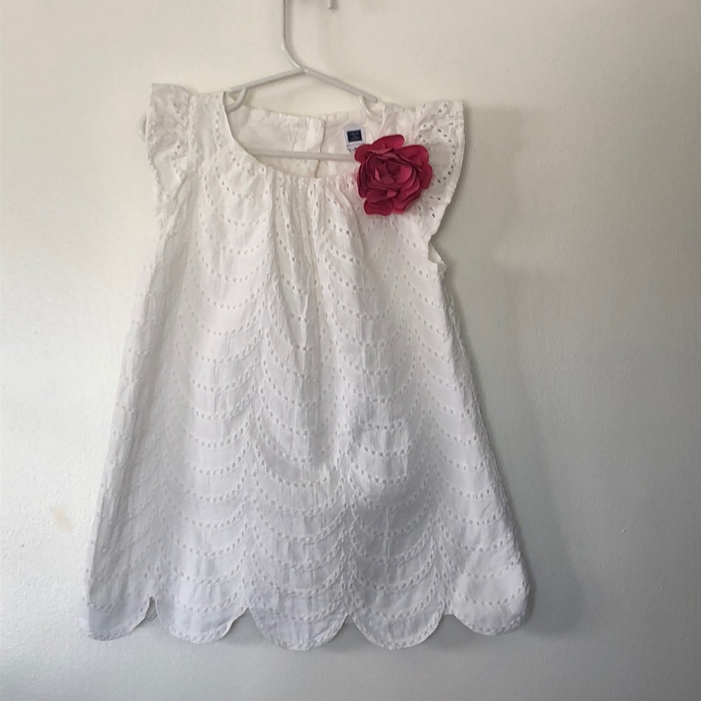 Janie and Jack White Eyelet dress with Pink Flower